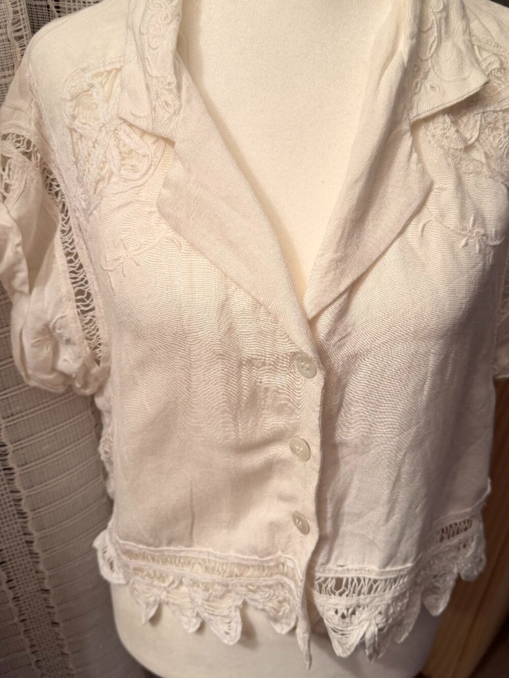 Free People white linen blouse